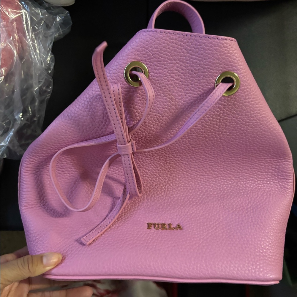 Furla Light Pink Drawstring Backpack